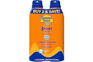 Banana Boat Sport Ultra SPF 30 Sunscreen Spray Twin Pack | Banana Boat Sunscreen Spray SPF 30, Spray On Sunscreen, Water Resi