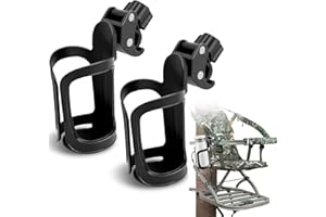 HZCGJMY 2 Pcs Cup Holders for Treestand Hunting Black Clip on Cup Holder Universal 360 Degrees Rotation Bottle Holder for Hunting Easy Clamps on Tree Stand or Climbing Sticks
