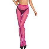Zando Sparkly Fishnet Stockings for Women-High Waist Rhinestone Fishnet Tights Fish Net Stockings Party Pantyhose
