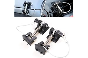 RERPRO Aluminum Hood Latches Lock for 2007-2018 Jeep Wrangler JK JKU Hood Latch Safety Catch Locking Kit Replacement, Eliminate Hoods Flutter, 1 Pair Black with 2 Keys
