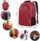 MATEIN Travel Laptop Backpack 15.6 Inch USB Port Anti Theft Water Resistant Red view 3
