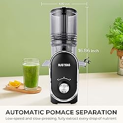 SUSTEAS Cold Press Juicer, 300W, 5.3" Large Feed