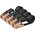 Endless Ratchet Tie Down Straps Heavy Duty Cargo Tie Downs, Sturdy Nylon Black Strap Down Ratcheting Securing Straps, Track Spring Fittings, Tie-Down Motorcycles, Trailer Loads, Kayak