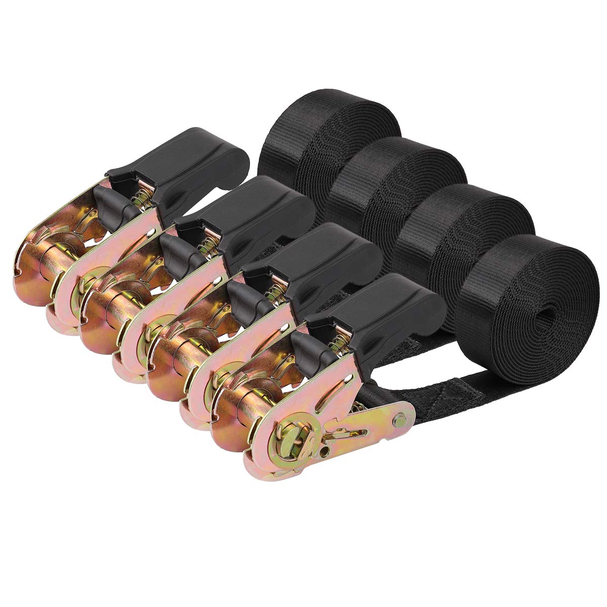 Photo 1 of Endless Ratchet Tie Down Straps Heavy Duty Cargo Tie Downs,4FT Sturdy Nylon Black Strap Down Ratcheting Securing Straps, Track Spring Fittings, Tie-Down Motorcycles, Trailer Loads, Kayak