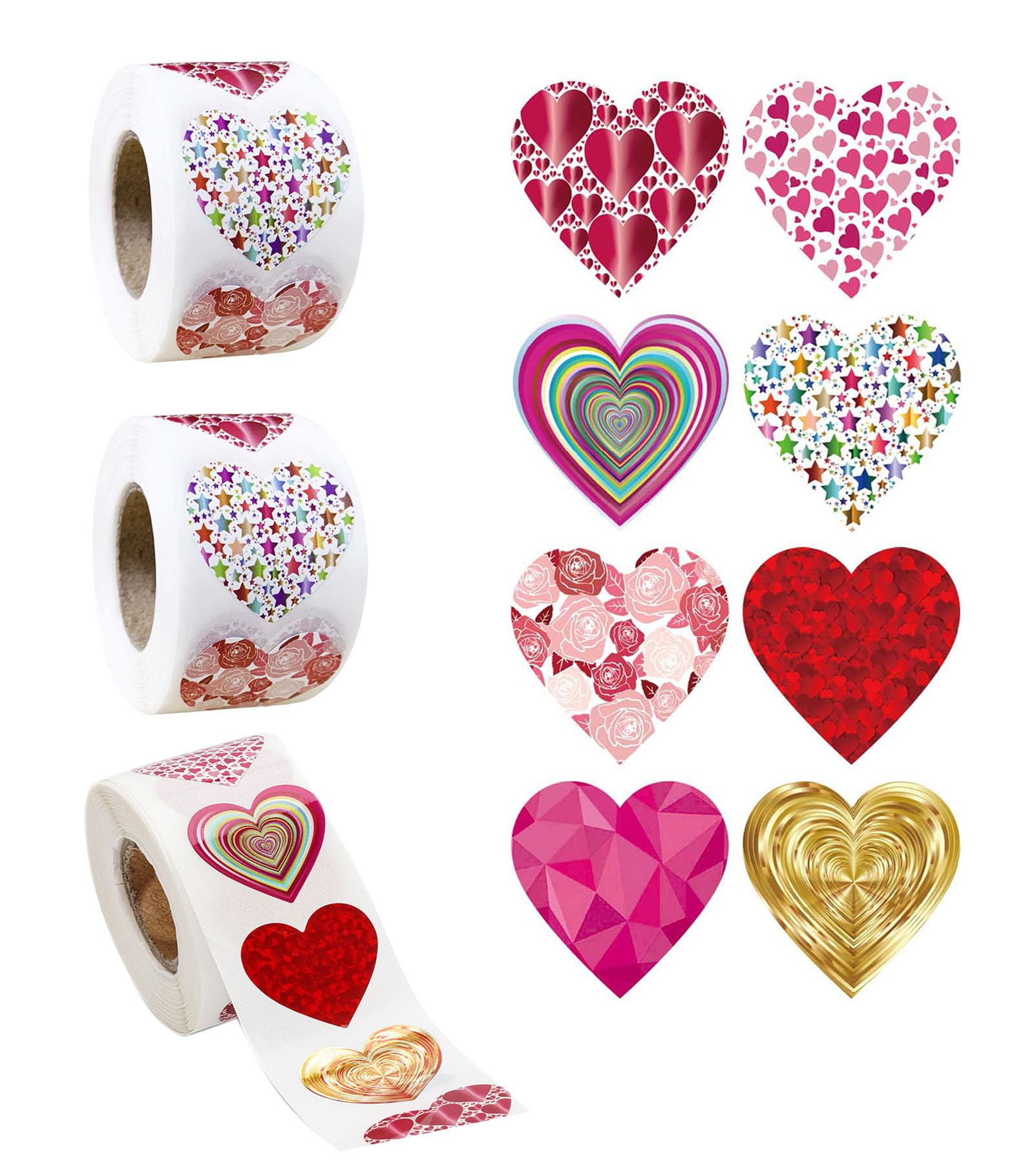 Photo 1 of 1500pcs 1 inch Foil Shiny Glitter Heart Stickers for Kids Reward Self-Adhesive Incentive Stickers for Birthday Party Decor DIY Wedding School Teachers (8 Colors A, 1 inch-1500pcs)