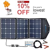 ACOPOWER 12V 105W Foldable Solar Panel Kit; Portable Solar Charger Suitcase of Monocrystalline Module & 10A Charge Controller For RV, Boat