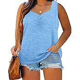 Bigeoosh Plus Size Tank Tops for Women Summer Sleeveless Sweetheart Neck Casual Tunics Shirts