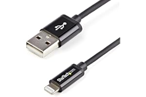 StarTech.com 2m (6ft) Long Black Apple 8-pin Lightning Connector to USB Cable for iPhone / iPod / iPad - Charge and Sync Cabl