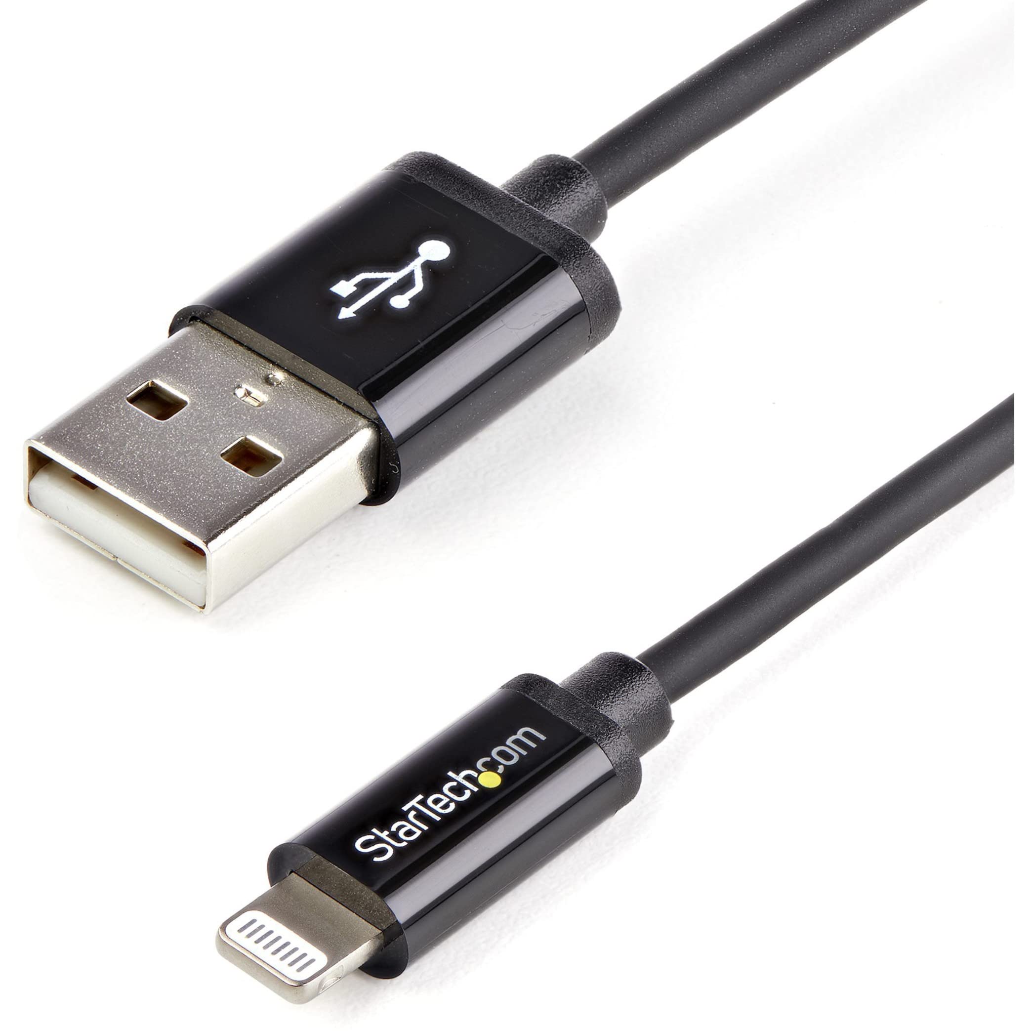 StarTech.com USBLT2MB 2 m (6 ft) Long Black Apple 8-Pin Lightning Connector to USB Cable for iPhone/iPod/iPad, Charge and Sync Cable โ image 1