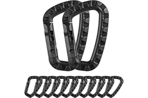 MANESI Tactical Carabiner Keychain -12/15/16 Pack Hard Polymer Carabiners D Rings Light Weight Spring Snap Gear Clip Utility Hooks Backpack Hanging Buckle for Outdoor Travelling Camping