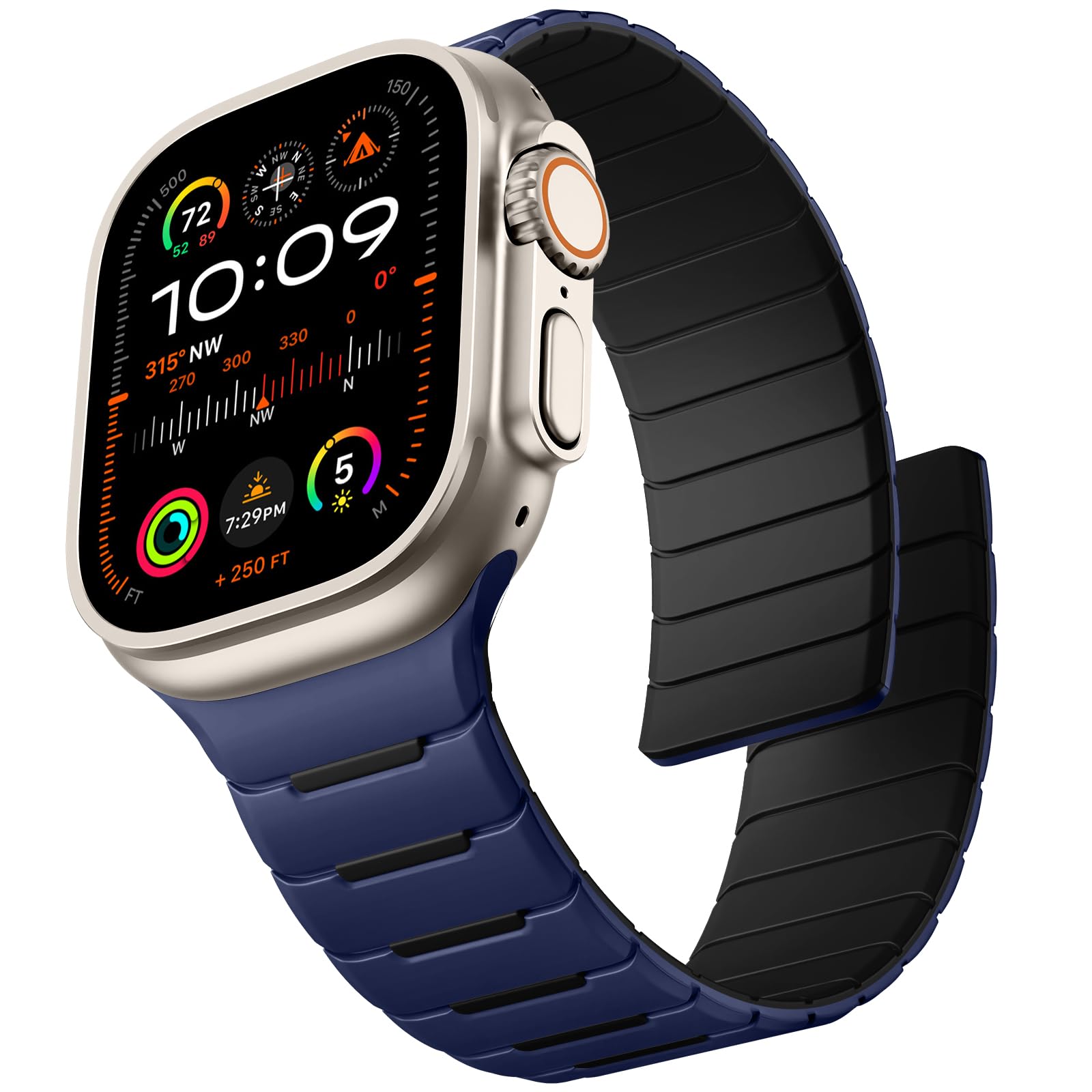 Easuny Sport Magnetic Band Compatible with Apple Watch Ultra 3/2/Ultra Band for Men 49mm 46mm 45mm 44mm 42mm, Silicone Waterproof Loop Strap for iWatch Series 11 10 SE 9 8 7 6 5 4 3 2 1