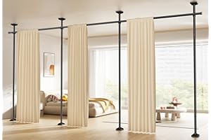 SUNALLY Room Divider Curtain Rod, No Drilling Wall Divider for Room Separation, 4-10ft(H) 28-171inch(W) Adjustable Heavy Duty Partition Space Separator Freestanding Tension Curtain Stand, Black