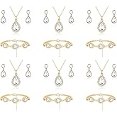 OTTFF Teardrop Jewelry Set for Bridal Bridesmaid,18K Gold or Rose Gold or Silver Plated Necklace Earrings Bracelet Set For Wedding Gift