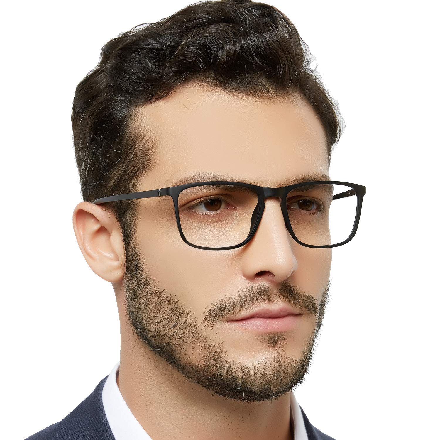 OCCI CHIARI Mens Reading Glasses Rectangle Readers Glasses for Men Large Blue Light Glasses for Reading 0.0 Black