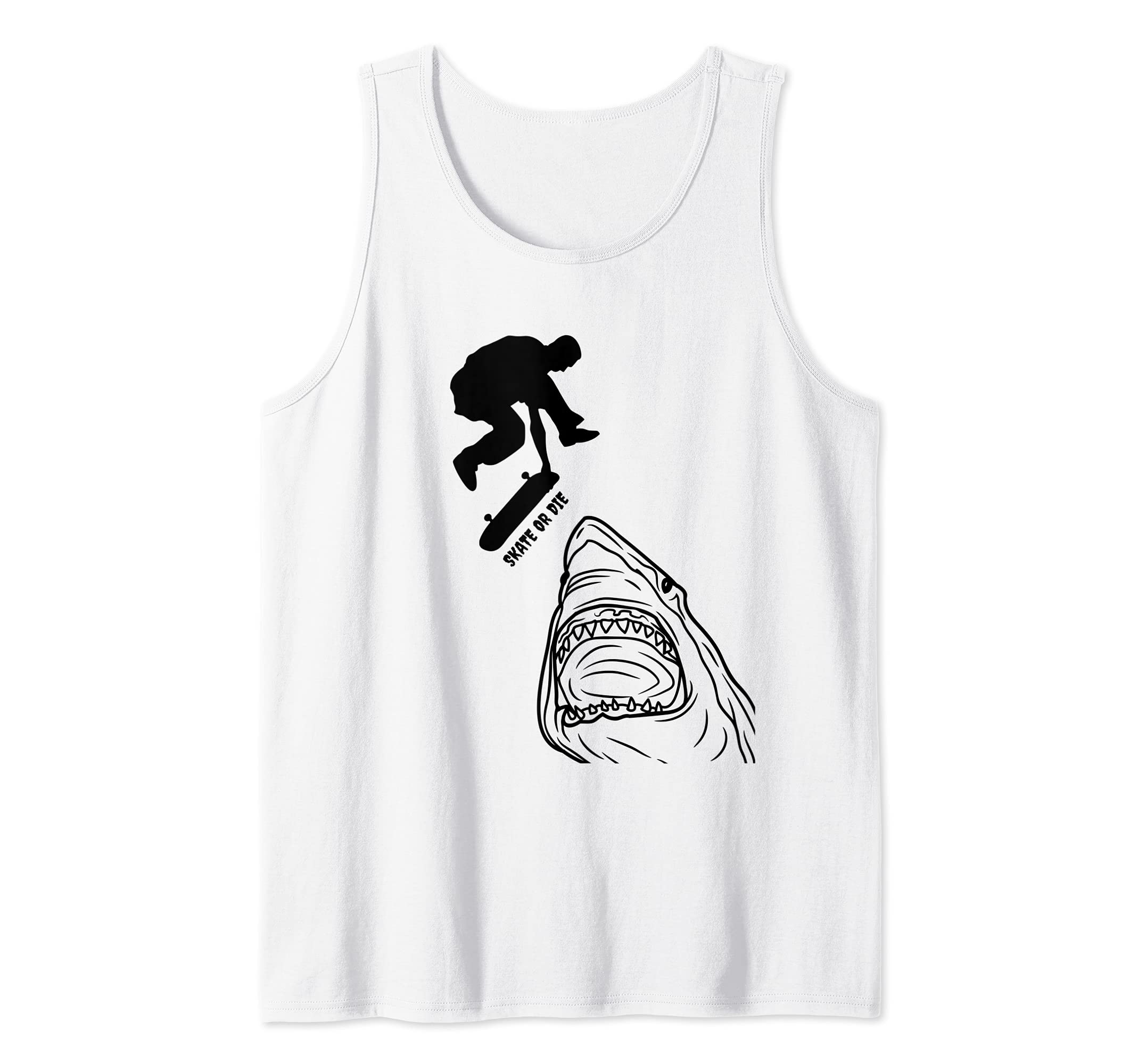 Shark Jaw Drawing Art Longboard Pro Skateboard tricks Skater Tank Top