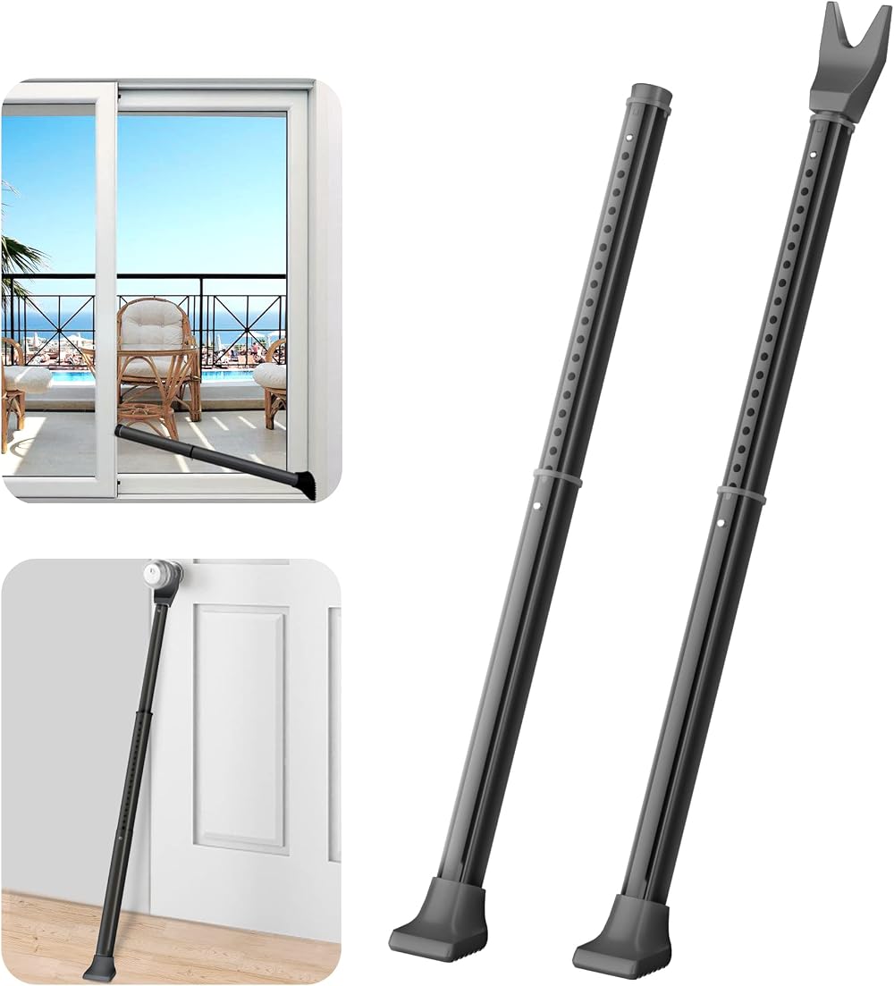 AceMining 2 Pack Security Bar for Door and Sliding Door Black
