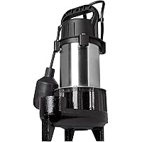 Red Lion RL-SS100T 115 Volt, 1 HP, 5300 GPH Premium Submersible Stainless Steel Sump Pump with Tethered Switch and 20-Ft. Cor