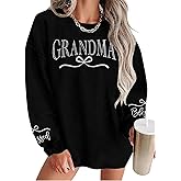 UNIQUEONE Women Grandma Sweatshirts Colorful Grandma Letter Print Embroidered Crewneck Long Sleeve Pullover Tops