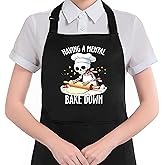 HUGANE Funny Skeleton Baker Baking Apron with Pockets, Baking Lovers Bread Baker Gifts, Having a Mental Bake Down Waterproof Adjustable Cooking Apron for Kitchen Dishwashing Grilling