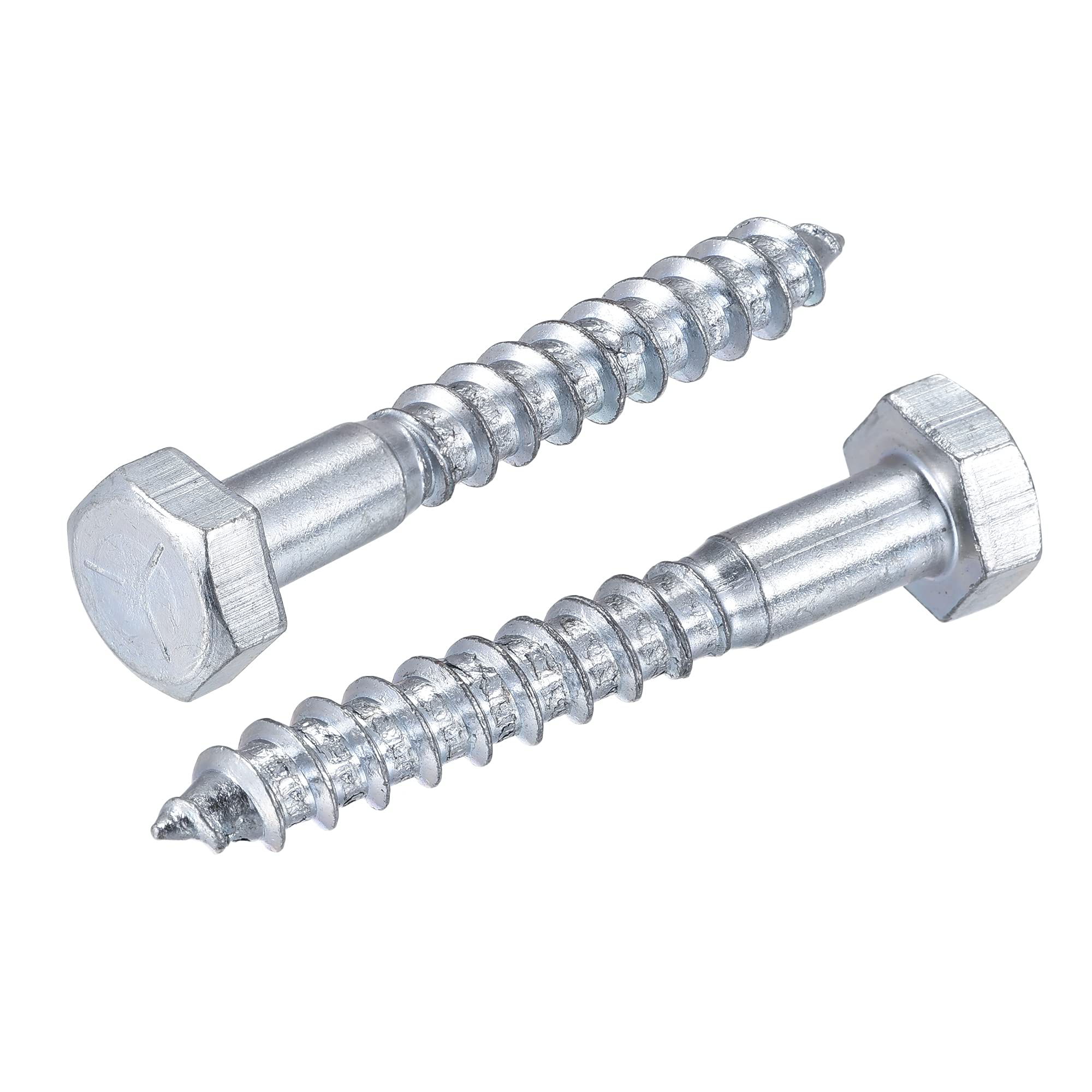 sourcing map Hex Lag Screws, M10 x 70mm Carbon Steel Zinc Plated Half Thread Self-Tapping Bolts for Wood Screw 10Pcs