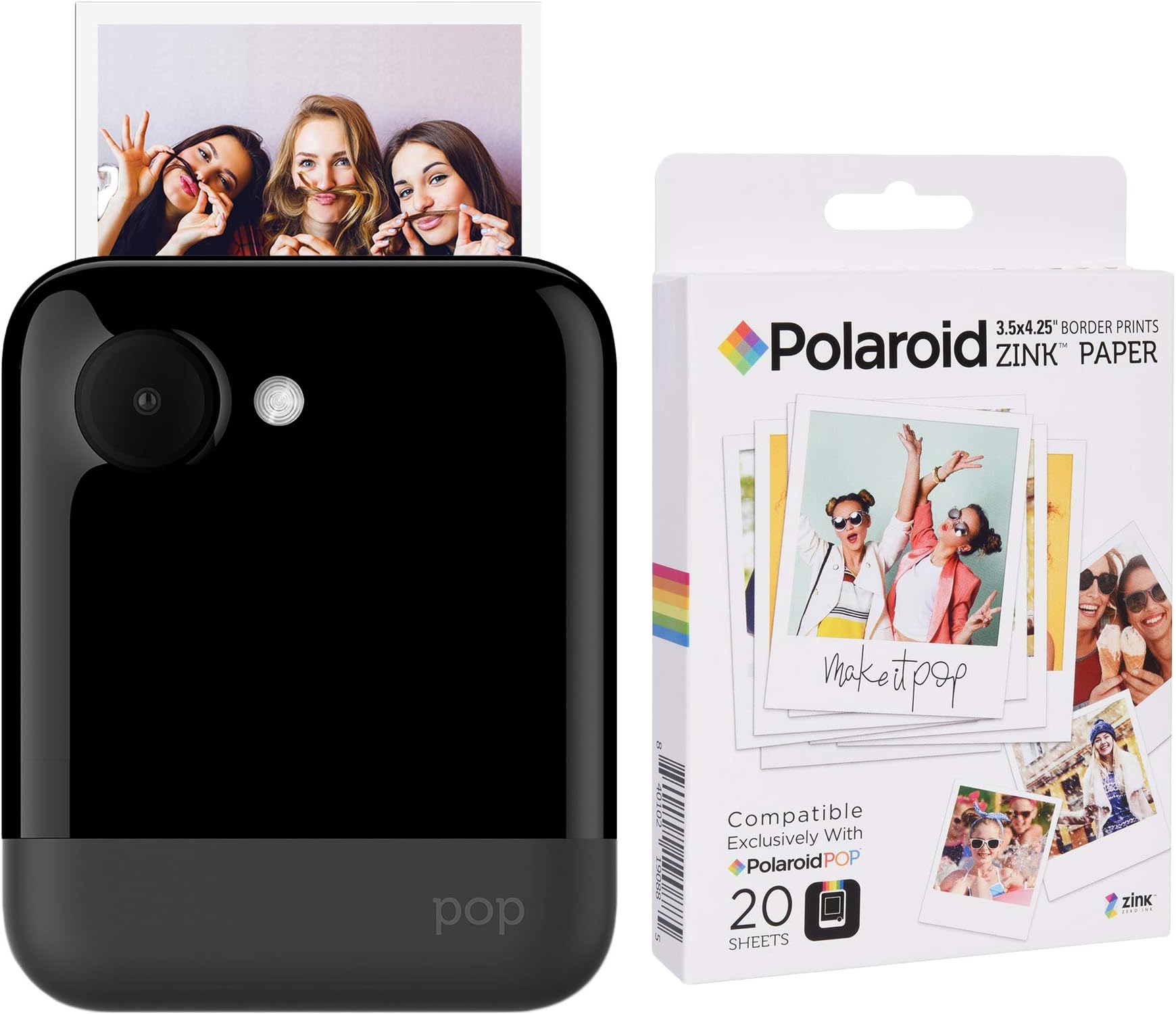 Polaroid POP 2.0 2 in 1 Instant Print Digital Camera (Black) Zink Paper Kit