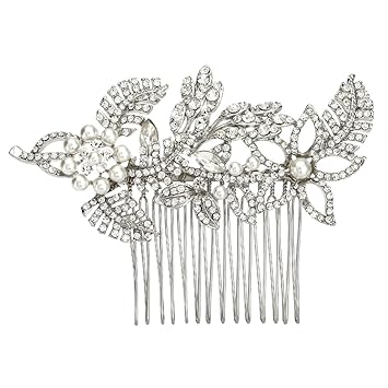 Amazon Com Miallo Hair Comb Bridal Rhinestone Silver Hair Piece