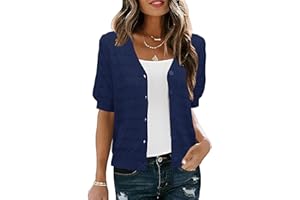 IECCP Cardigan Sweaters for Women Short Sleeve Lightweight Open Front Crochet Knit Shrugs 2025 Womens Fashion