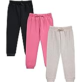 BTween Kids Girls Fashion Stretch Waist Ultra Soft Jogger Pants Set 3 Pack Bundle