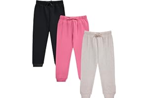 BTween Kids Girls Fashion Stretch Waist Ultra Soft Jogger Pants Set 3 Pack Bundle