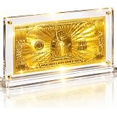 blinkee Million Dollar Bill with Acrylic Display Stand &ndash; Gold Foil Novelty Collectible Desk Decoration, Motivational Wealth Display, Funny Success Gift for Entrepreneurs, Graduates &amp; Office Desk