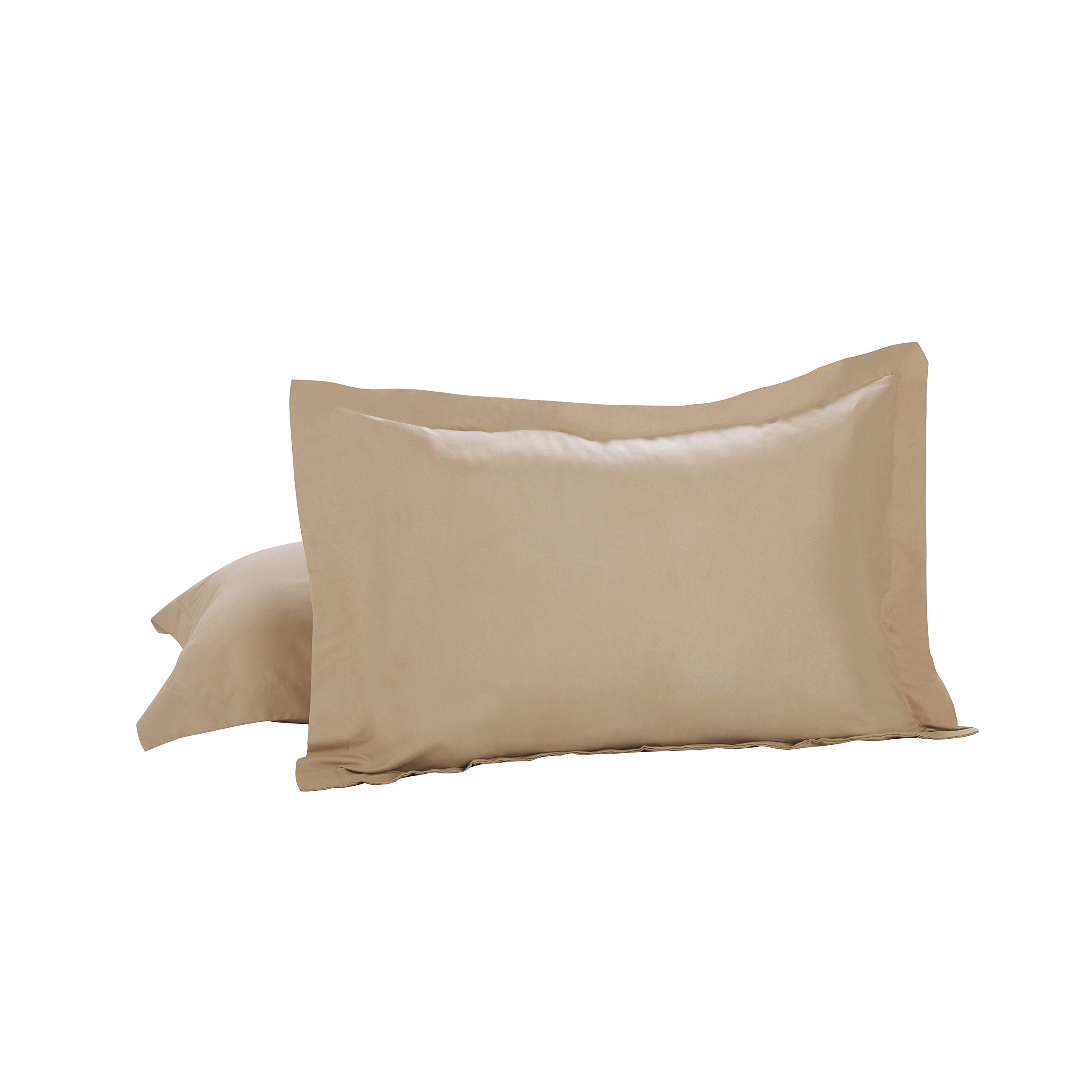 TodaysHome Basic Microfiber Tailored Sham with 2" Flange 2 (Pack), Standard, Mocha