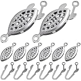 30 Pieces Filigree Box Necklace Clasps Stainless Steel Oval Fish Hook Clasp Jewelry Slide Clasps Bracelet Connectors for DIY Jewelry Making Birthday Party Gift