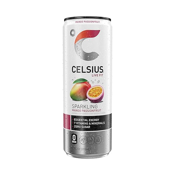 CELSIUS SPARKLING MANGO PASSIONFRUIT, FUNCTIONAL ESSENTIAL ENERGY DRINK 12 FL OZ (PACK OF 12)