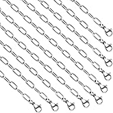 YOUBEIYEE 10 Pack Paperclip Chain Necklace for Women and Men Stainless Steel Chain for Jewelry Making DIY Necklace Chains Bulk