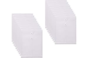 YESSART Letter Size Clear Poly Envelopes with String Closure Top Opening Folder Pack of 20 Bottom with Expanding Gusset