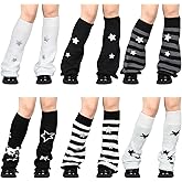 Mepase 6 Pairs Y2k Leg Warmers for Women Star and Striped Knitted Kawaii Leg Warmer Japanese Cute Socks Winter Goth Accessories