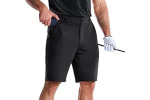BROKIG Men's LightArmor Golf Shorts with Zipper Pocket 9" Inseam Stretch Quick Dry Work Dress Shorts for Casual