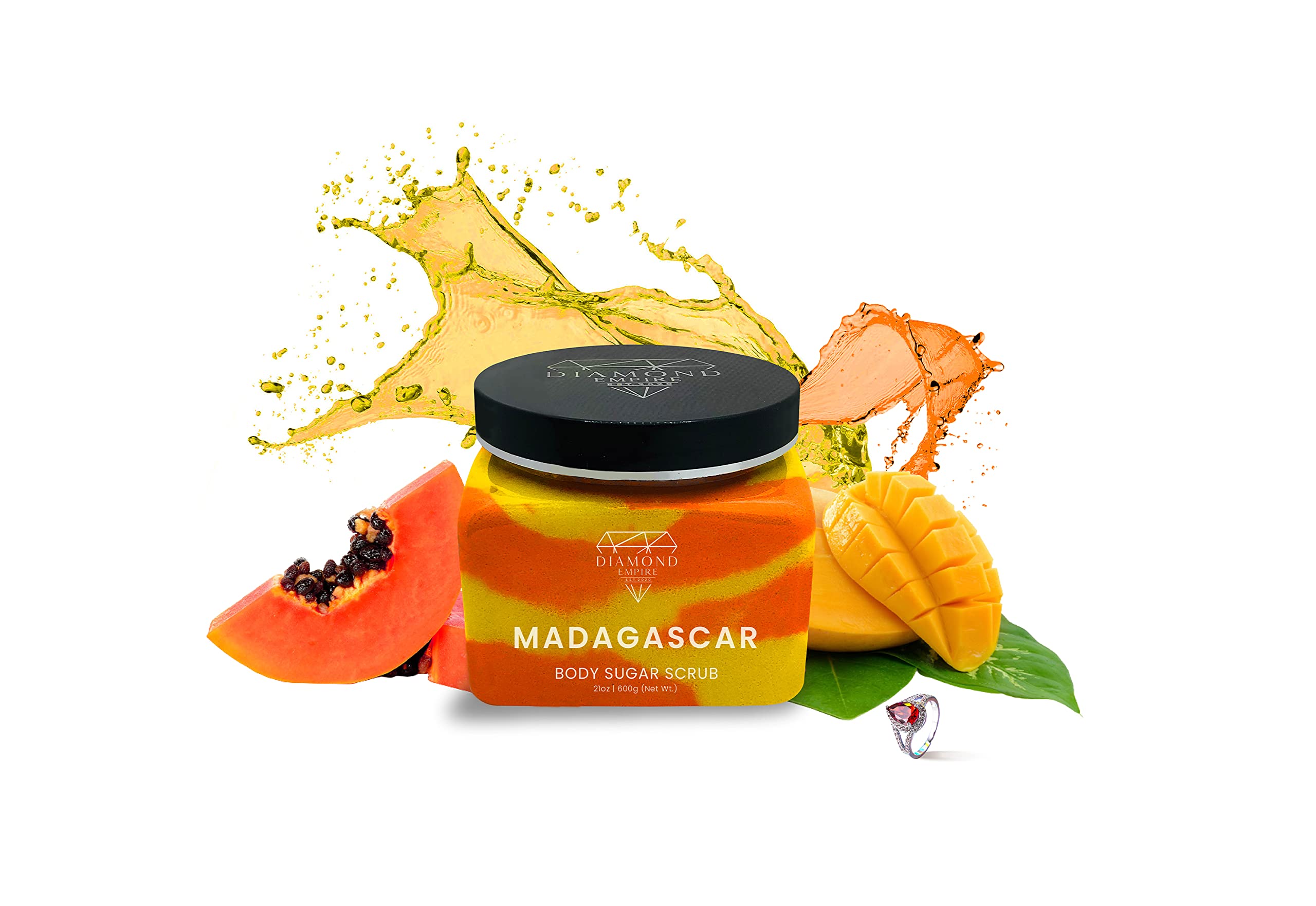 Diamond Empire Organic Madagascar Body Sugar Scrub with Surprise Jewellery Inside (Surprise Jewelry Valued up to £2,500) (Ring P/Q)