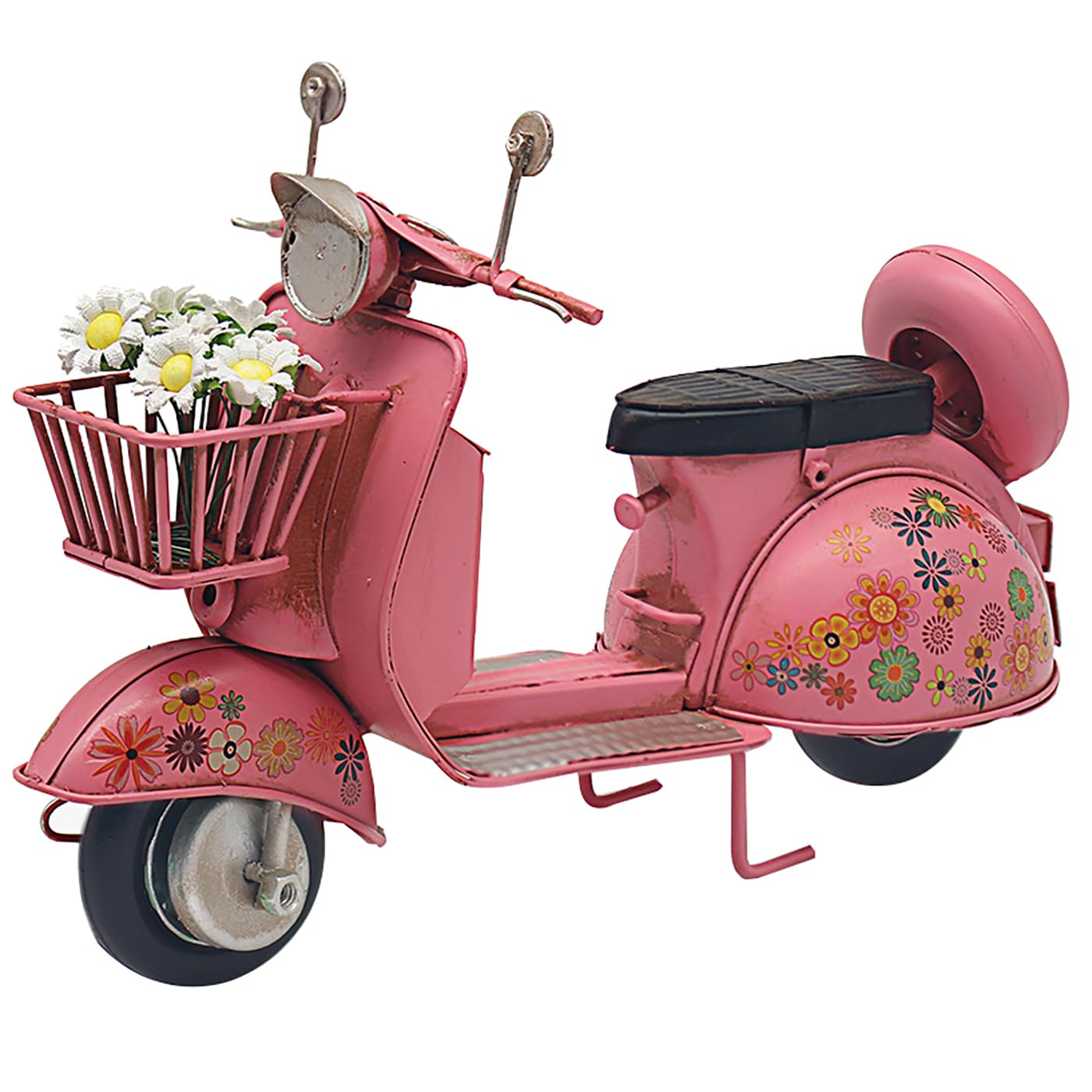 Lesser & Pavey Vintage Scooter Floral Pink Shelf Ornaments for Vintage Room Decor and Home Decor | Vintage Decorations Gifts for Men & Women | Lovely Decorative Home Accessories