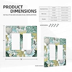 Retro Tropical Leaves Light Switch Plate Cover 2