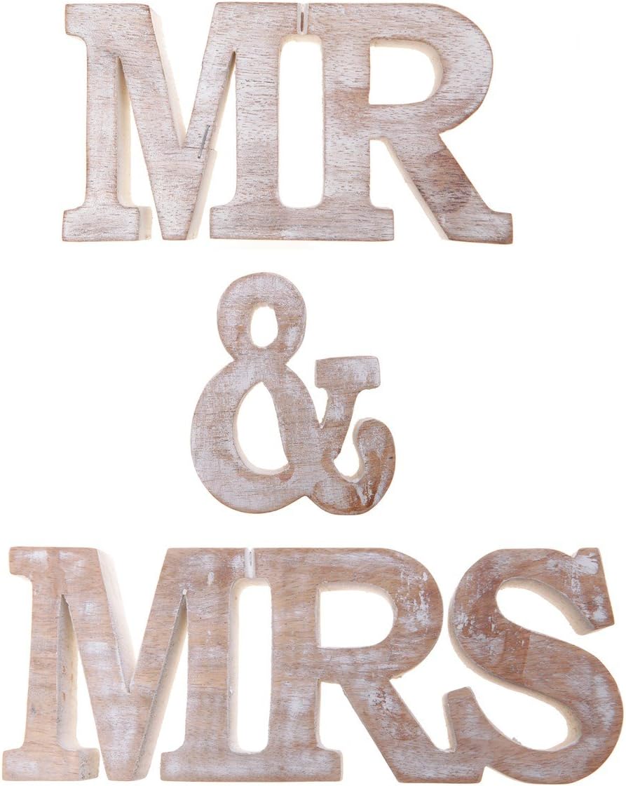 Mr & Mrs Wood Letters, freestanding. Whitewashed, Wedding Decoration, Prop or Gift