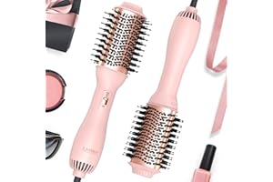 LANDOT Hair Blow Dryer Brush: One-Step Hot Air Brush with 60mm Oval Barrel - 4 in 1 HairDryer Styler and Volumizer for Drying Straightening Curling Volumizing Hair Fight Frizz and Add Volume