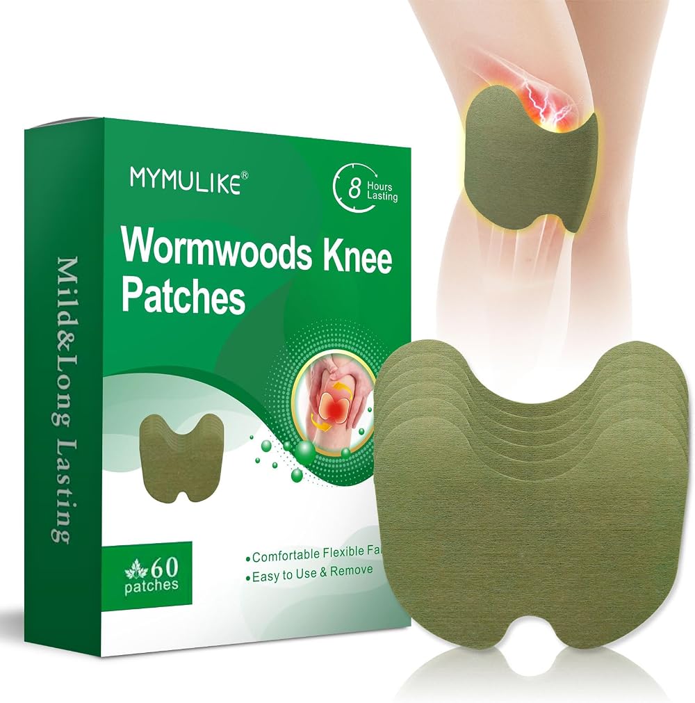 MYMULIKE 60Pcs Knee Pain Relief Patches Kit Wormwood Natural