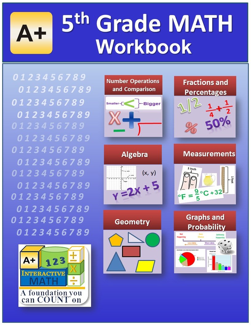 5th grade math workbook printed b w plasti coil bound 138 worksheets 19 tests and answer keys a interactive math 0661799025645 amazon com books