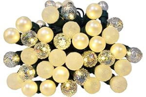 Lycklig Globe String Lights, 19Ft 70 LEDs Mix-Ball Fairy Lights Plug in Christmas Decor String Lights Outdoor Indoor for Tree Patio Party Garden Yard Gazebo Wedding Warm White Ul Listed