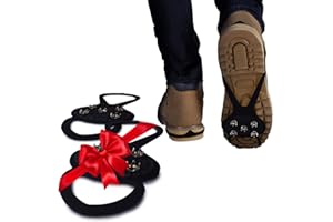 PERFECT LIFE IDEAS Ice Grippers Cleats for Shoes and Boots - 2 Pack Anti Slip Shoe Grip Crampons Spikes for Snow and Ice Make Winter Walking Safer and Provide Stability for Both Men and Women
