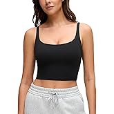 CRZ YOGA Butterluxe Soft Double Lined Cami Tank Tops for Women - Yoga Casual Going Out Crop Square Neck Sleeveless Shirts