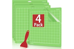 Colemoly 12x12 Cutting Mat 4 Pack Standard for Cricut Maker/Maker 3/Explore 3/Air 2/Air/One 1 Pack Cut Cards Scraper Green Grip Sticky Cricket Replacement Accessories Pad for Supplies,Crafts,Quilting