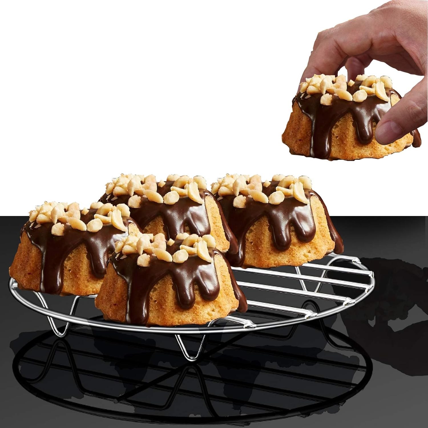 HILELIFE Stainless Steel Cooling Rack - 4 Pcs 7 in Round Cooking Rack Steamer Rack Multipurpose Drying Baking Rack for Stock Pot, Pressure Cooker, Steamer, Canning, Pan and Oven: Kitchen & Dining