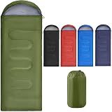 Yaheetech Sleeping Bag Single Adults 3 Season Envelope Green 220x75 cm